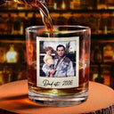 Custom Photo,Gift For Mother,Gift For Father,Happy - Custom Photo Mom Dad EST - Personalized Combo Wine & Whiskey Glass