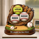 Baseball,Sport Mom,Mom,Children,Happy - We Caught The Best Mom Icon - Personalized Custom Shaped 2-Layered Wooden Plaque