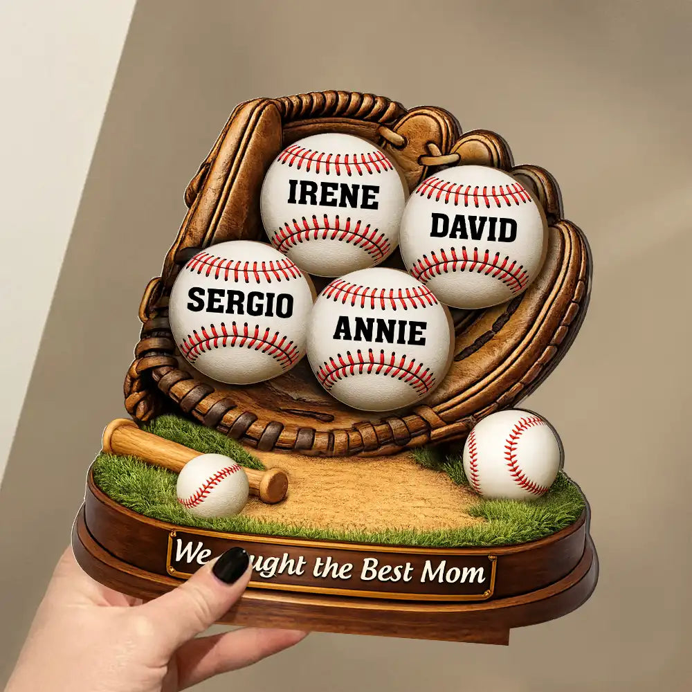 Baseball,Sport Mom,Mom,Children,Happy - We Caught The Best Mom Icon - Personalized Custom Shaped 2-Layered Wooden Plaque