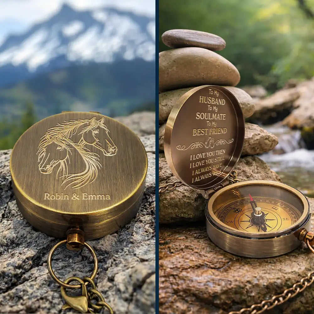 Gift For Couples, Gift For Husband, Gift For Wife, Gift For Boyfriend, Love - I Love You Then I Love You Still - Personalized Engraved Brass Compass