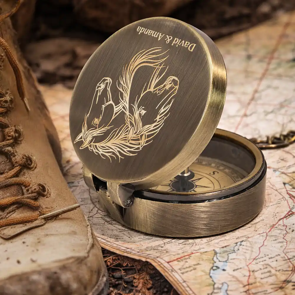 Gift For Couples, Gift For Husband, Gift For Wife, Gift For Boyfriend, Love - I Love You Then I Love You Still - Personalized Engraved Brass Compass