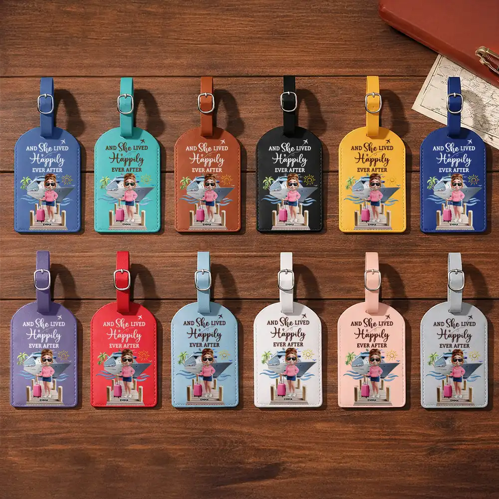 Travel,Cruising,Gift For Yourself,Funny - All My Cruise Crap - Personalized Leather Luggage Tag