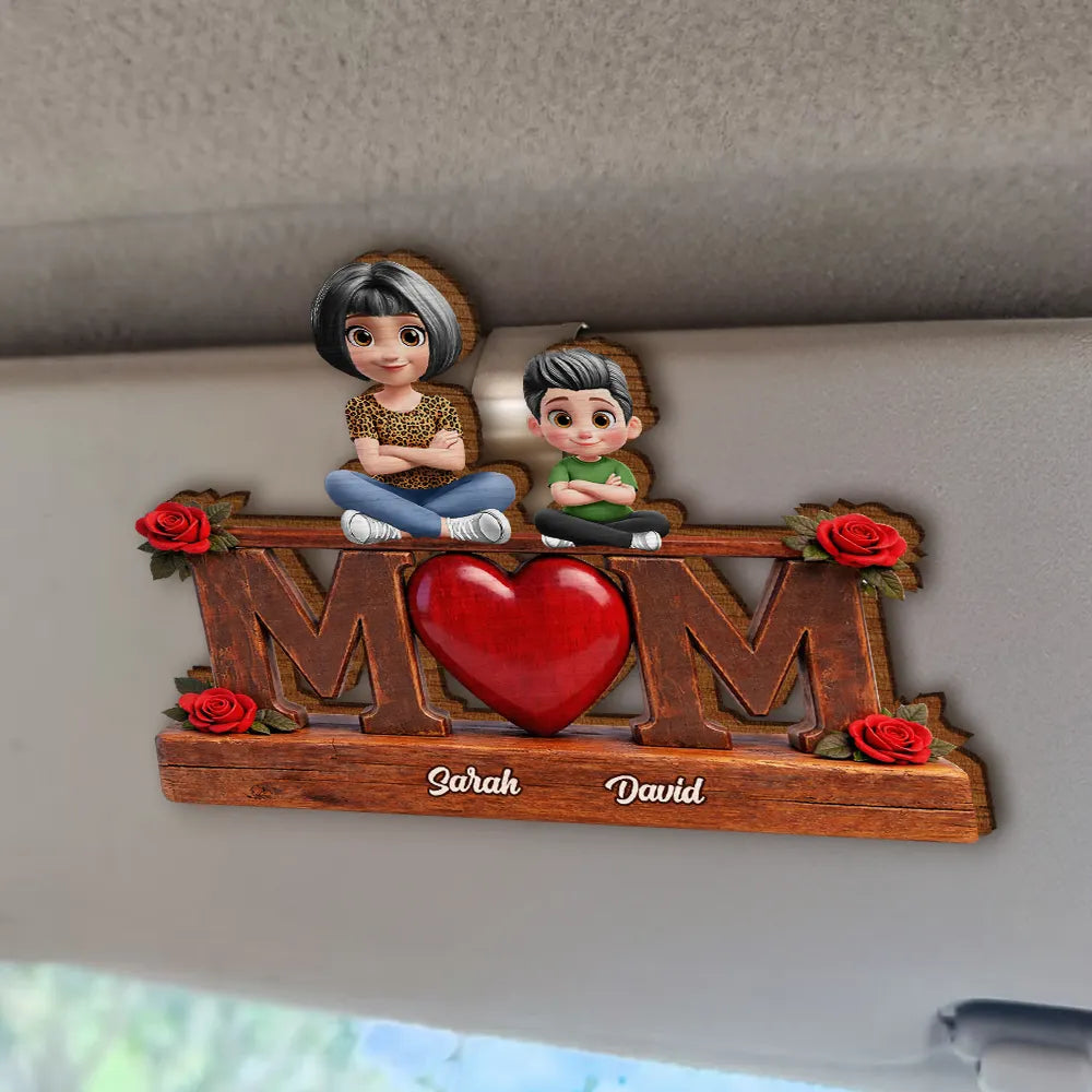 Gift For Mother,Mom - Children,Happy - Mother & Children Mom We Love You - Personalized Custom Shaped Car Visor Clip