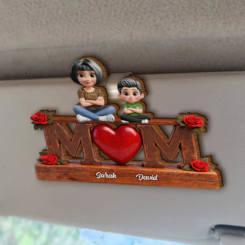 Gift For Mother,Mom - Children,Happy - Mother & Children Mom We Love You - Personalized Custom Shaped Car Visor Clip