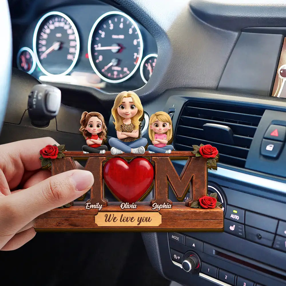 Gift For Mother,Mom - Children,Happy - Mother & Children Mom We Love You - Personalized Custom Shaped Car Visor Clip