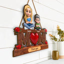 Gift For Mother,Mom - Children,Happy - Mother & Children We Love You - Personalized Custom Shaped Wood Sign