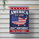 America 250th, Independence Day - America 250th Anniversary US Semiquincentennial Birthday - Personalized Flag