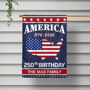 America 250th, Independence Day - America 250th Anniversary US Semiquincentennial Birthday - Personalized Flag