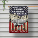 Independence Day, Camping - Drunk Camper Matter American Stars And Stripes - Personalized Flag
