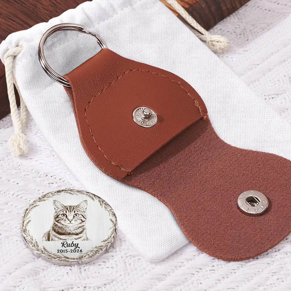 Custom Photo,Memorial,Family,Sad - Custom Photo Pencil Sketch Memorial Still With Me - Personalized Leather Pocket Hug