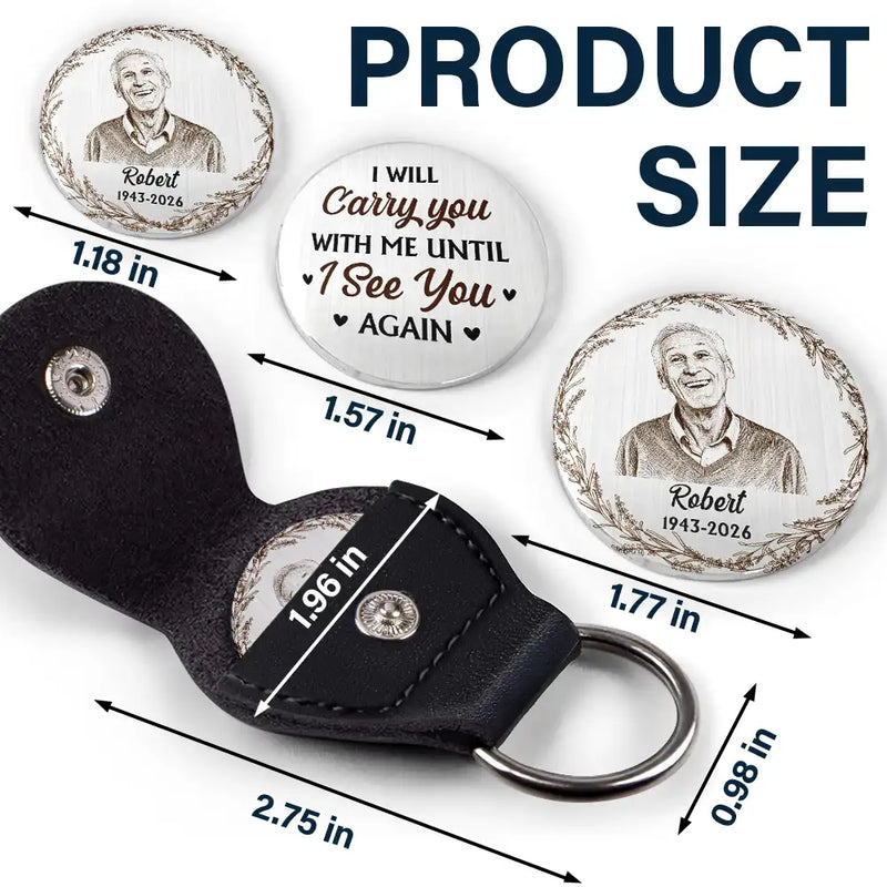 Custom Photo,Memorial,Family,Sad - Custom Photo Pencil Sketch Memorial Still With Me - Personalized Leather Pocket Hug