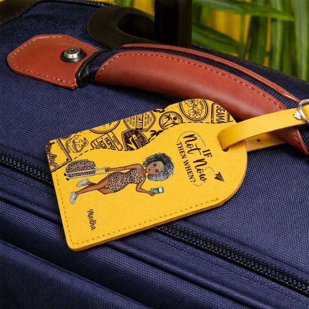 Travel,Gift For Couples,Gift For Husband,Gift For Wife,Happy - Travel Couple And So The Adventure Begins - Personalized Combo 2 Leather Luggage Tags