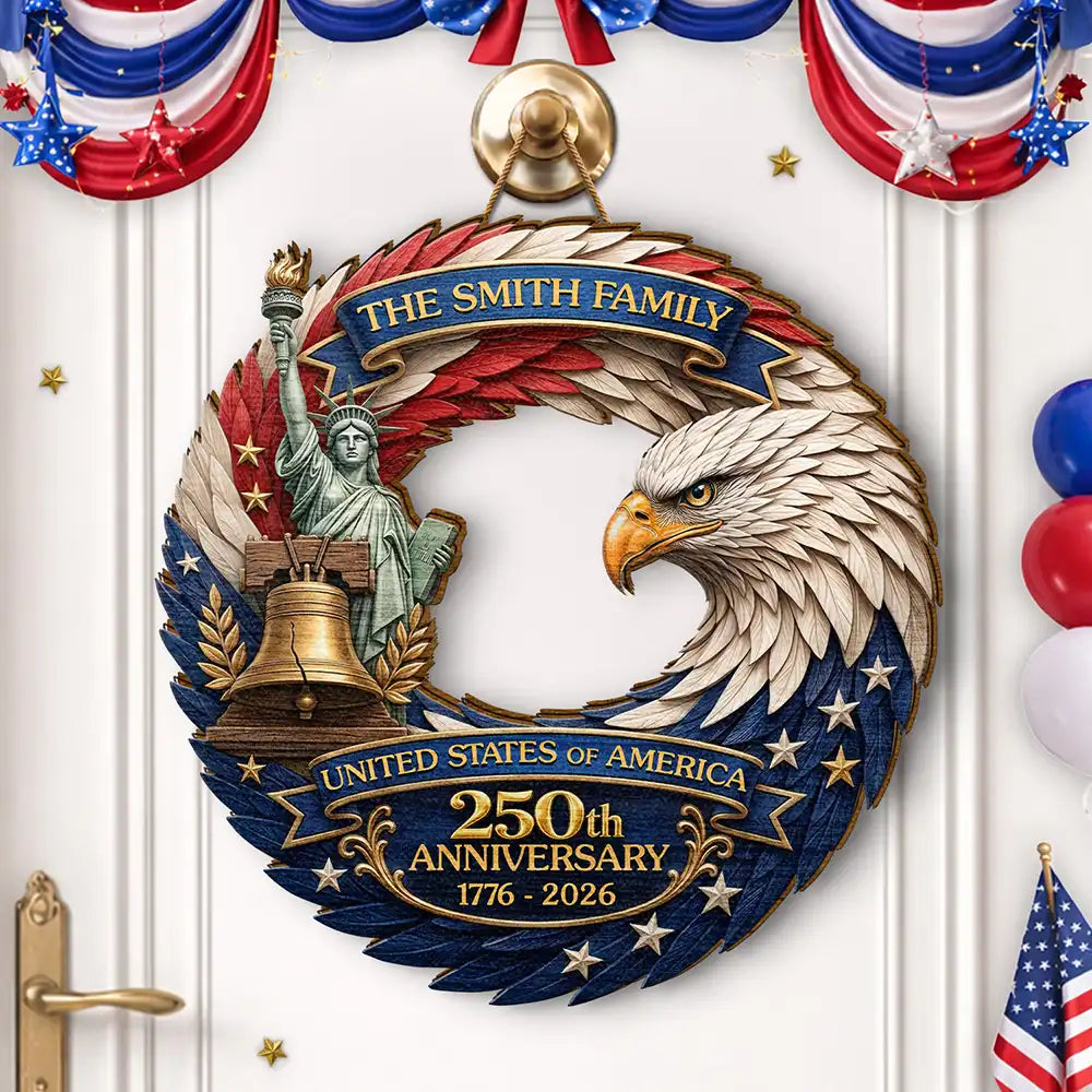 3D Effect Eagle America 250th Anniversary - Personalized Custom Shaped Wood Sign