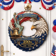 Family, Independence Day, America 250th, Happy, Top Market - 3D Effect Eagle America 250th Anniversary - Personalized Custom Shaped Wood Sign