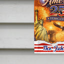 Gift For Couples, Gift For Husband, Gift For Wife, Gift For Boyfriend, Gift For Girlfriend, Parents, Gift For Yourself, Gift For Women, Gift For Men, Gift For Mother, Gift For Father, Gift For Daughter, Gift For Son, Family, Independence Day, America 250th, Happy - America 250 Years Of Freedom With Iconic Symbols - Personalized Flag