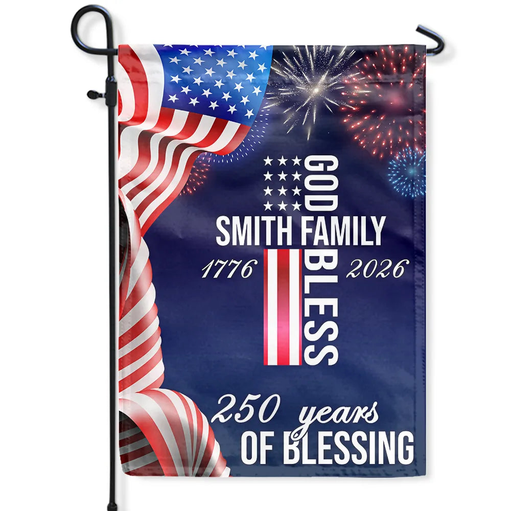 Gift For Couples,Gift For Husband,Gift For Wife,Gift For Boyfriend,Gift For Girlfriend,Parents,Gift For Yourself,Gift For Women,Gift For Men,Gift For Mother,Gift For Father,Gift For Daughter,Gift For Son,Family,Independence Day,America 250th,Happy - America 250 Years Of Blessing - Personalized Flag