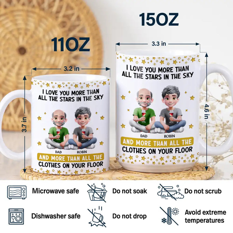 Mom - Daughters (Adult),Mom - Sons,Gift For Son,Gift For Daughter,Funny - Love You More Than All The Stars - Personalized White Edge-to-Edge Mug