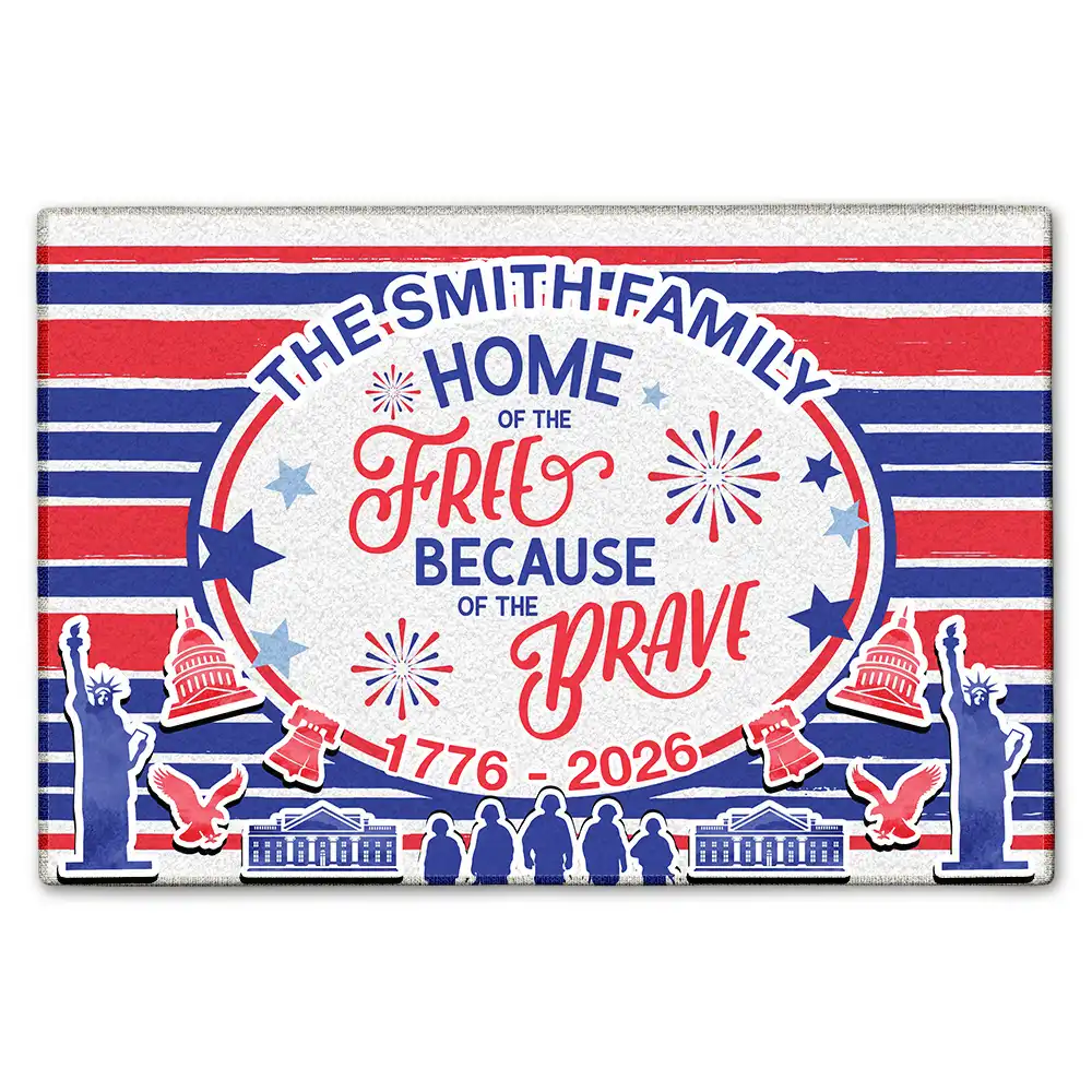 America 250 Home Of The Free - Personalized Doormat