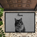 Family,Gift For Bestie,Dog Lovers,Cat Lovers,Happy,Custom Photo,Gift For Mother,Gift For Father - Custom Photo Pencil Sketch Welcome Family Dog Cat Portrait - Personalized Doormat