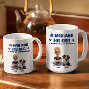 Pet Lovers,Pet Mom,Pet Dad,Cat Lovers,Cat Mom,Cat Dad,Dog Lovers,Dog Mom,Dog Dad,Gift For Women,Gift For Men,Happy,Top Market - Distressed Text Effect A Girl And Her Dogs Cat - Personalized White Edge-to-Edge Mug