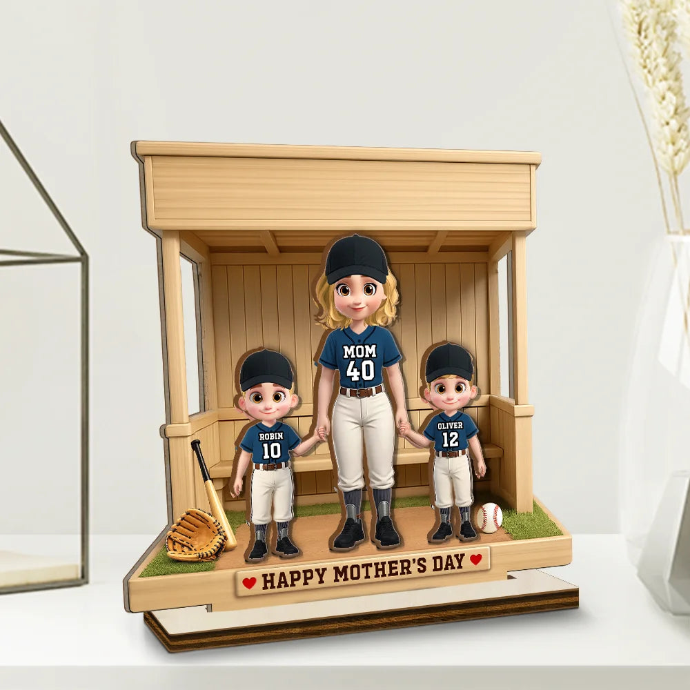 Sport Mom,Gift For Mother,Baseball,Happy,Top Market - We Caught The Best Mom Baseball Standing Mom - Personalized Custom Shaped Wooden Plaque