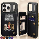 Pet Lovers,Pet Mom,Pet Dad,Cat Lovers,Cat Mom,Cat Dad,Dog Lovers,Dog Mom,Dog Dad,Gift For Women,Gift For Men,Happy,Top Market - Faux Embroidery Effect Pet Mom Pet Dad - Personalized Leather Flip Wallet Phone Case