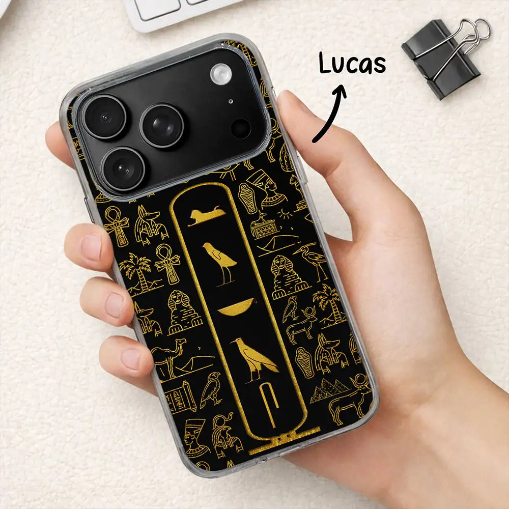 Custom Name In Egyptian Hieroglyphic Cartouche - Personalized Clear Phone Case