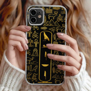 Gift For Yourself,Gift For Women,Gift For Men,Happy,Gift For Mother,Gift For Father - Custom Name In Egyptian Hieroglyphic Cartouche - Personalized Clear Phone Case