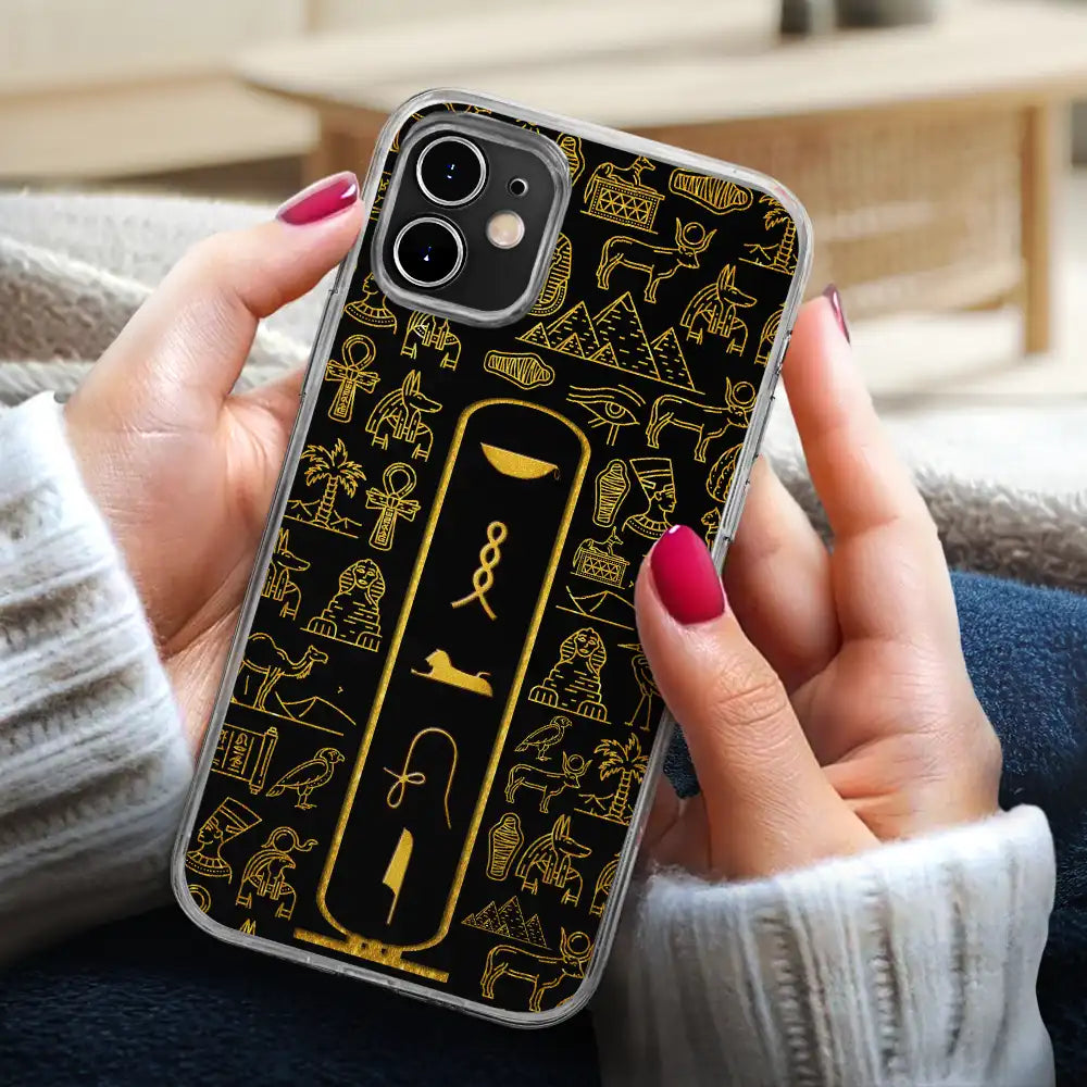Gift For Yourself,Gift For Women,Gift For Men,Happy,Gift For Mother,Gift For Father - Custom Name In Egyptian Hieroglyphic Cartouche - Personalized Clear Phone Case
