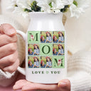 Gift For Mother,Gift For Grandma,Custom Photo,Love - Custom Photo Love You Mom - Personalized Ceramic Flower Vase