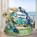Gift For Grandma, Grandma - Grandkids, Beach, Happy - Turtle Stained Glass Effect Mom Grandma - Personalized Custom Shaped Acrylic Plaque