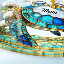 Gift For Grandma, Grandma - Grandkids, Beach, Happy - Turtle Stained Glass Effect Mom Grandma - Personalized Custom Shaped Acrylic Plaque