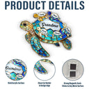 Gift For Grandma, Grandma - Grandkids, Beach, Happy - Turtle Stained Glass Mom Grandma - Personalized Acrylic Fridge Magnet