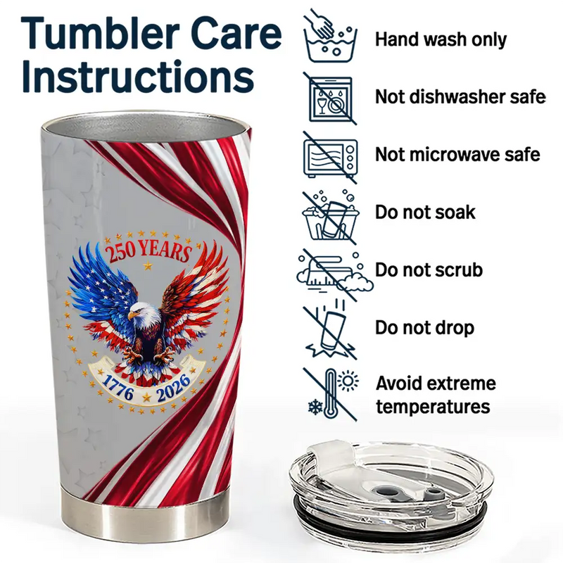 America 250th,Independence Day - America 250th Anniversary US Pride Patriotic Eagle - Personalized Tumbler