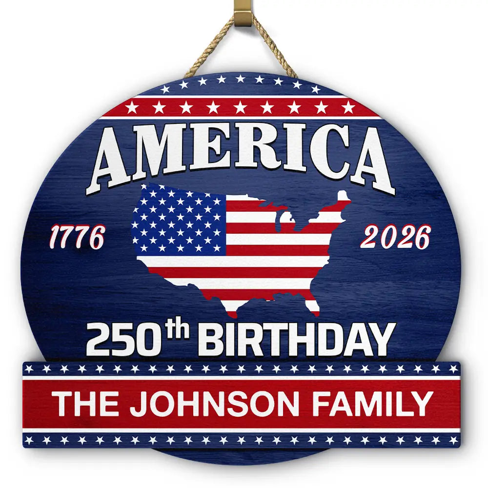 America 250th Anniversary US Semiquincentennial Birthday - Personalized Custom Shaped Wood Sign