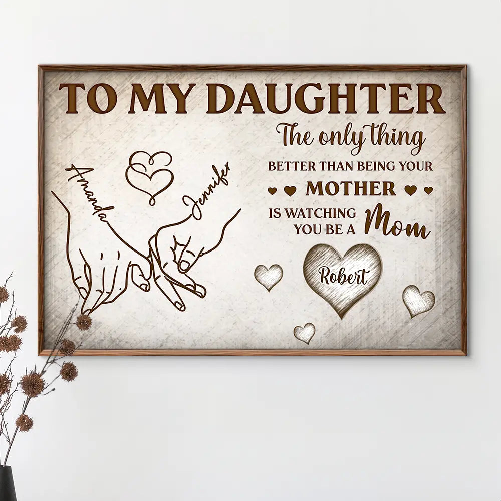 Gift For Daughter,Mom - Daughters (Adult),Grandma - Grandkids,Love,Top Market,Icon - Holding Hand To My Daughter - Personalized Poster