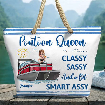 Pontoon Queen Classy Sassy - Personalized Beach Bag