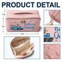 Gift For Yourself, Gift For Women, Pontoon, Lake, Funny - Pontoon Queen Classy Sassy All My Pontoon Crap - Personalized Leather Makeup Bag
