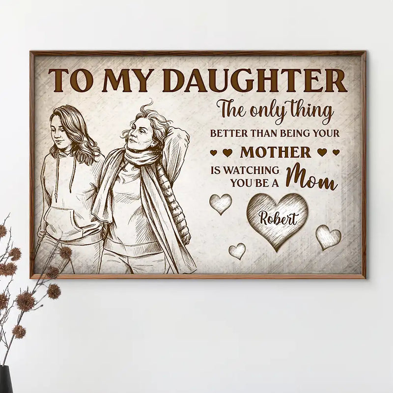 Gift For Daughter,Mom - Daughters (Adult),Grandma - Grandkids,Love - Custom Photo Pencil Sketch To My Daughter Mom And Daughter - Personalized Poster