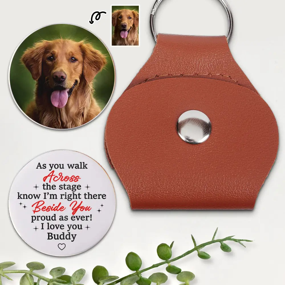 Custom Photo Across The Stage Know I'm Right There - Personalized Leather Pocket Hug