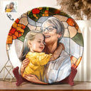 Gift For Wife,Gift For Mother,Gift For Grandma,Gift For Grandparents,Family,Love - Custom Photo Stained Glass Portrait Mom Grandma Parents Family - Personalized Ceramic Plate