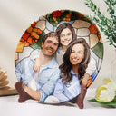 Gift For Wife,Gift For Mother,Gift For Grandma,Gift For Grandparents,Family,Love - Custom Photo Stained Glass Portrait Mom Grandma Parents Family - Personalized Ceramic Plate