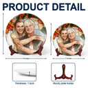 Gift For Wife,Gift For Mother,Gift For Grandma,Gift For Grandparents,Family,Love - Custom Photo Stained Glass Portrait Mom Grandma Parents Family - Personalized Ceramic Plate