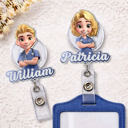 3D Effect Nurse Name - Personalized Badge Reel