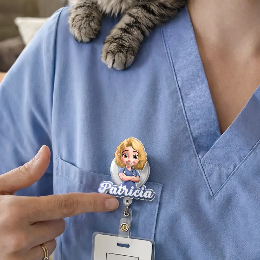 Nurse,Gift For Women,Gift For Men,Happy,Gift For Yourself- 3D Effect Nurse Name - Personalized Badge Reel