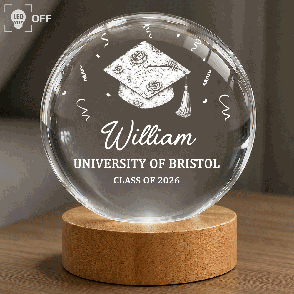 Graduation,Happy - Congrats Graduation - Personalized Crystal Globe Lamp