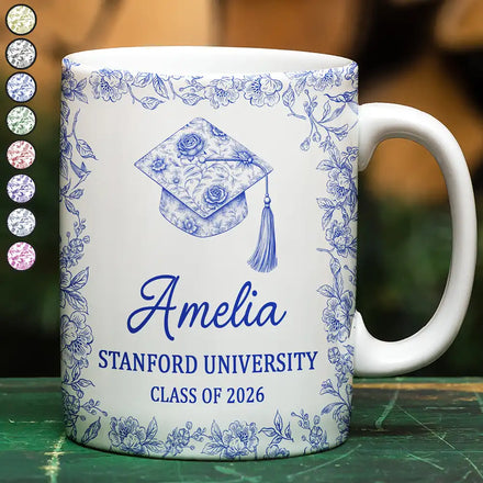 Congrats Graduation - Personalized White Edge-to-Edge Mug