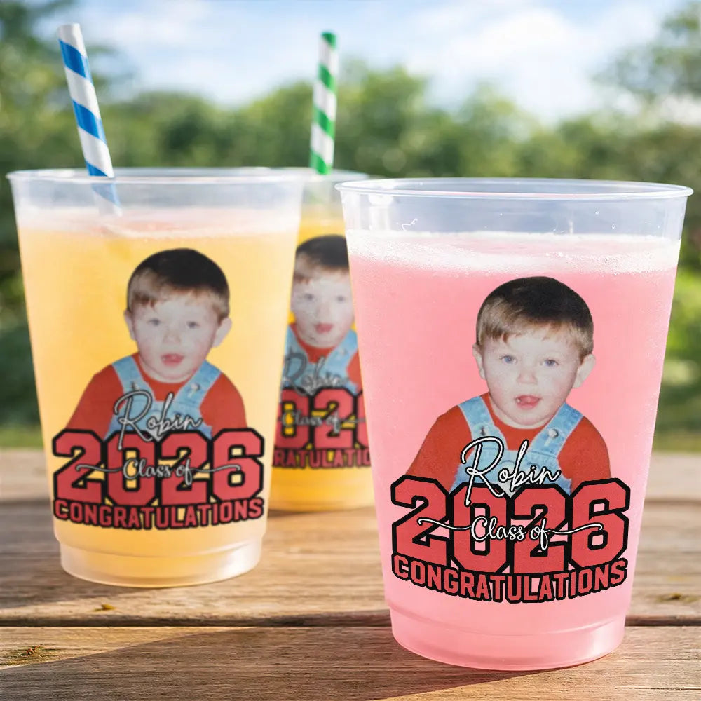 Graduation,Happy,Top Market,Gift For Kids,Gift For Son,Gift For Daughter,Top Market,Photo - Custom Photo Congrats Grad Senior - Personalized Frosted Cups