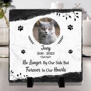 Custom Photo Forever In Our Heats - Pet Memorial Gift - Personalized Rectangle Memorial Garden Stone