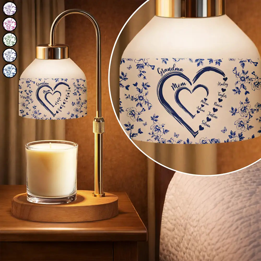 Mom Grandma Sweethearts Toile Pattern - Personalized Candle Warmer Lamp